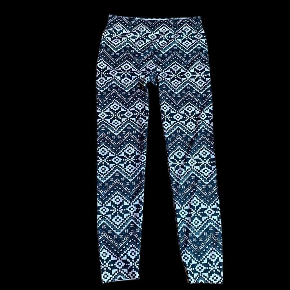 No Boundaries Black White Aztec Print Leggings Size Large